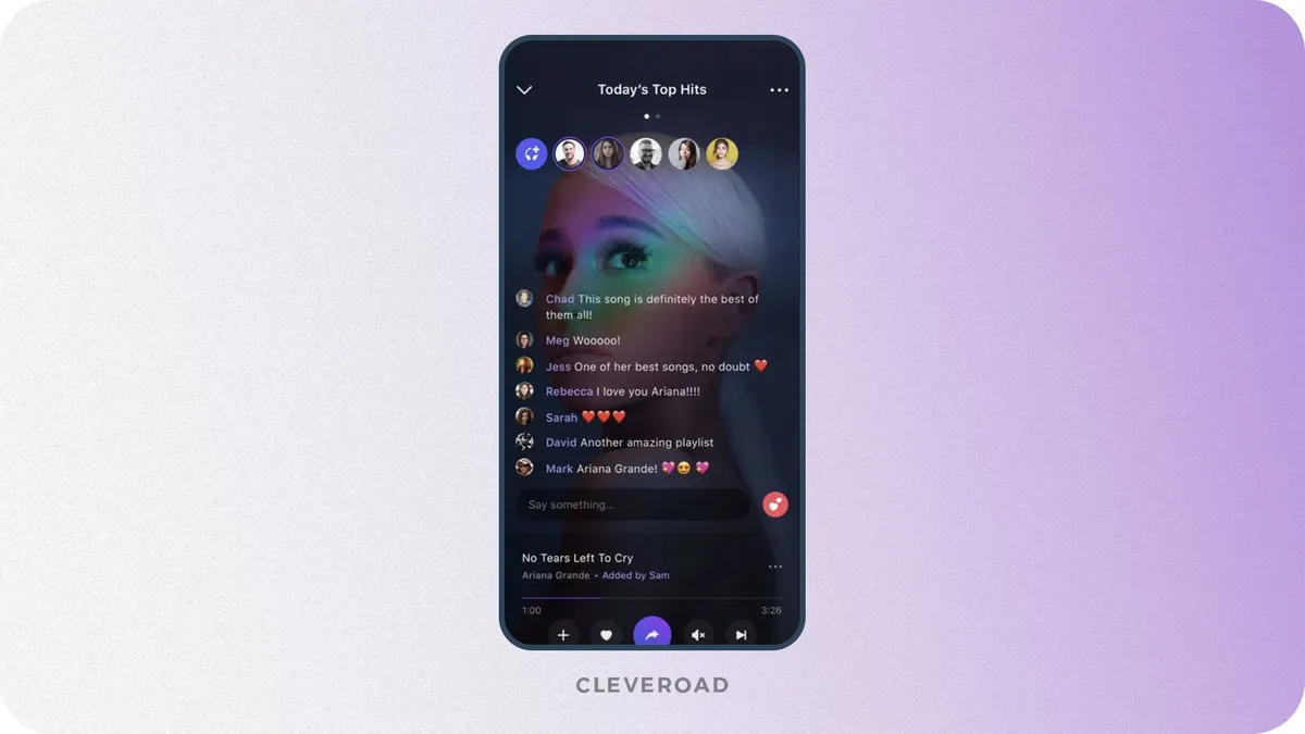 make music streaming app social sharing feature like in spotify