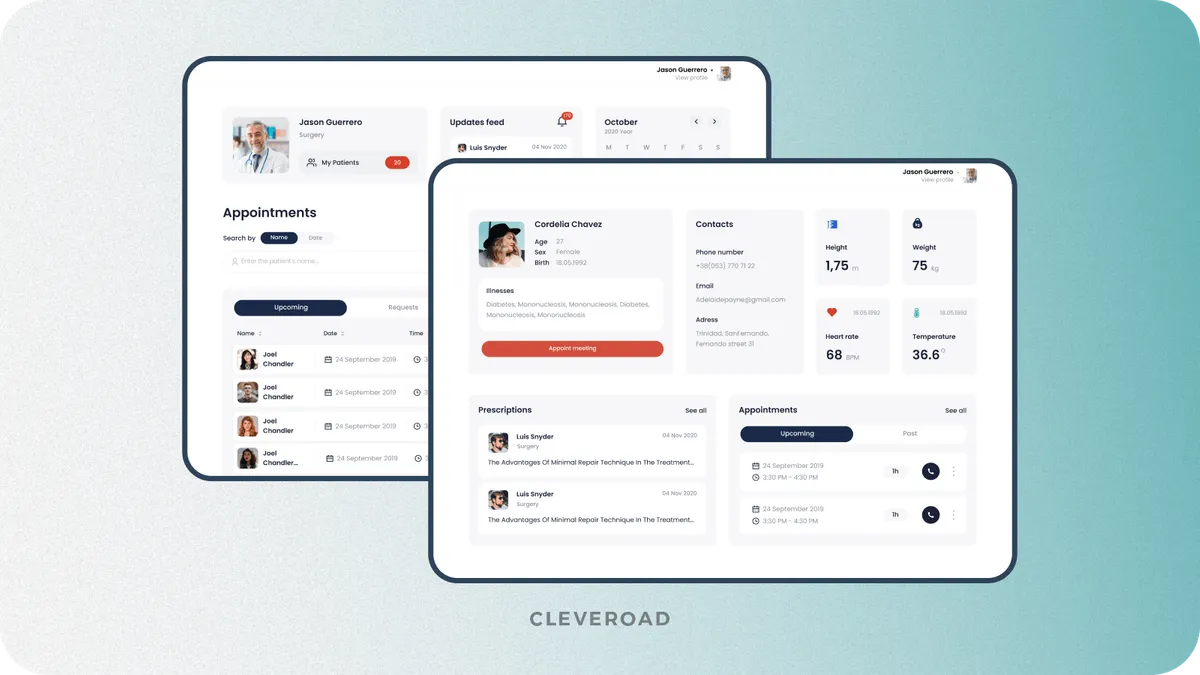User profile screen for health app development